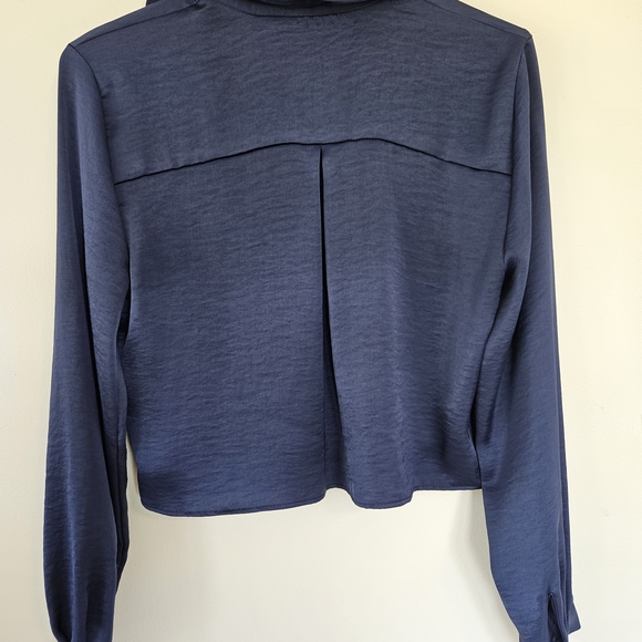 Zara Midnight Blue Satin Blouse - Picture 4 of 4
